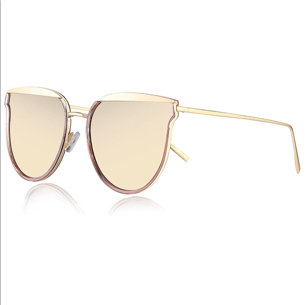 Polarized mirrored pink gold sunglasses
